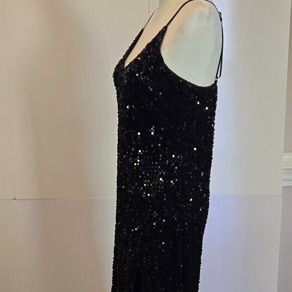 SIMPLEE Women Evening Dress, Sexy V Neck, Bodycon, Sequin, w/ Slit Sz: XL Black - Picture 6 of 14